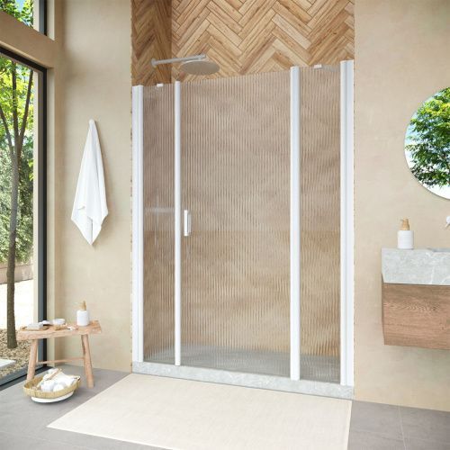 Душевая дверь Vegas-Glass EP-2F NOVO EP-2F NOVO h2000 205 01 Moru R 205х200 стекло рифленое профиль белый