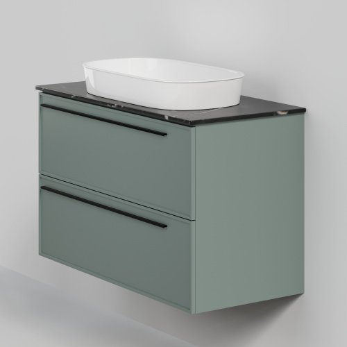 Тумба со столешницей La Fenice ELBA TWIN NFNC-01-ELB-G-100-2-3-GB 100х62х49 подвесная цвет серый/зелёный