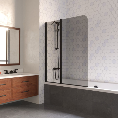 Душевая шторка на ванну Vegas-Glass E2V LUX ST E2V LUX ST 125 02М 7 L 125х151 стекло тонированное профиль черный матовый
