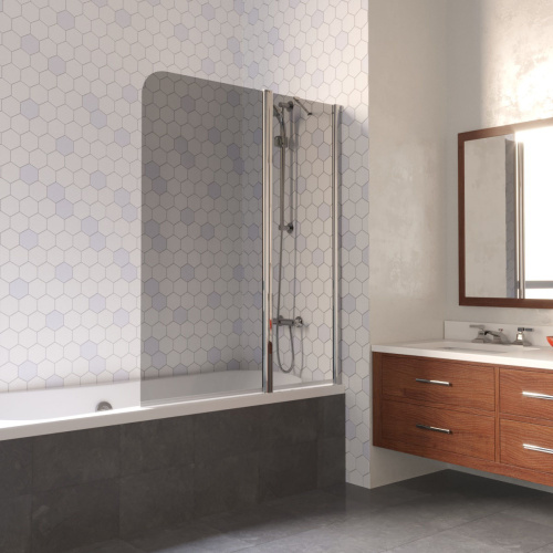 Душевая шторка на ванну Vegas-Glass E2V LUX ST E2V LUX ST 115 8 7 R 115х151 стекло тонированное профиль хром глянцевый