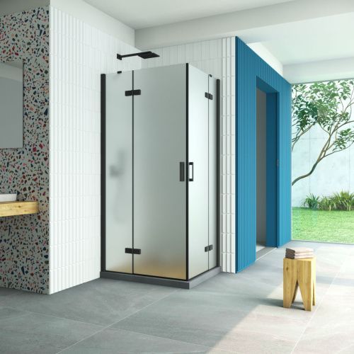 Душевой уголок Vegas-Glass AFA-F Retta AFA-F Retta 90*80 02М 10 L 90х80 стекло матовое профиль черный без поддона