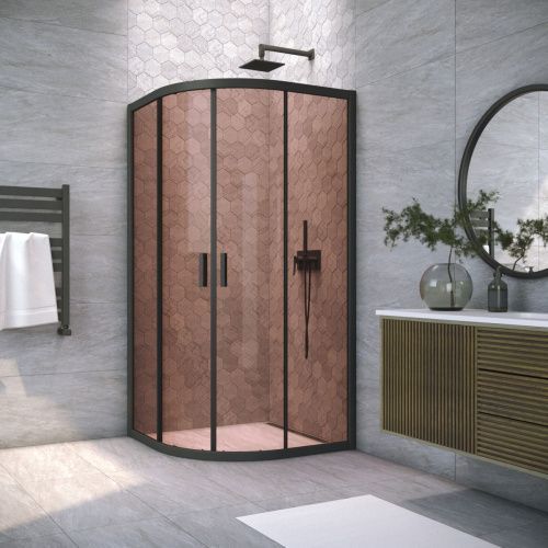 Душевой уголок Vegas-Glass ZS TUR+NOVO ZS NOVO h2000 120 02М 05 120х120 стекло тонированное профиль черный без поддона