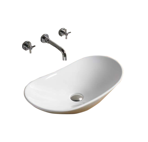 Раковина из фаянса Velvex 7811A 62х36 накладная цвет белый без отверстий под смеситель