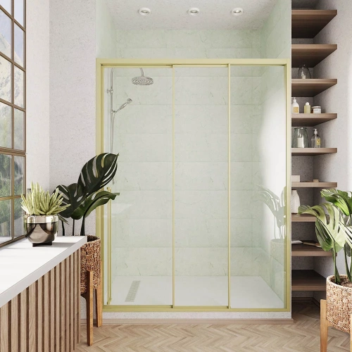 Душевая дверь Veconi Premium Prato 300 PR3/R-120-01-G-C4 120х200 стекло прозрачное профиль золото