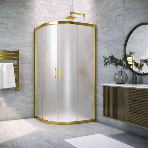 Душевой уголок Vegas-Glass ZS TUR+NOVO ZS TUR NOVO 90 09 10 90х90 стекло матовое профиль золото без поддона