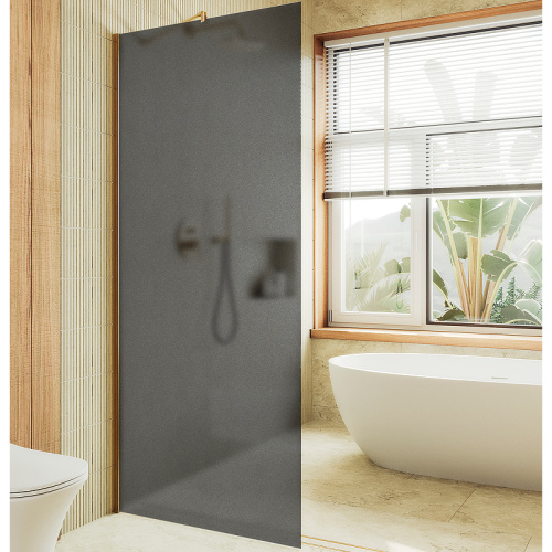 Душевая перегородка Maybah Glass MGD-682-3ш 109х195 стекло тонированное профиль золото глянцевое