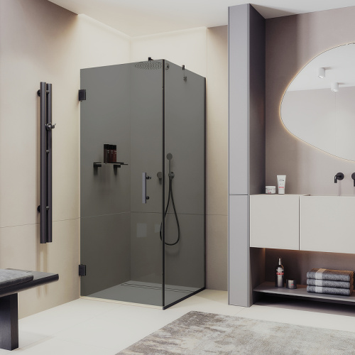 Душевой уголок Maybah Glass MGY-1308-3 90х90 стекло тонированное профиль золото глянцевое без поддона