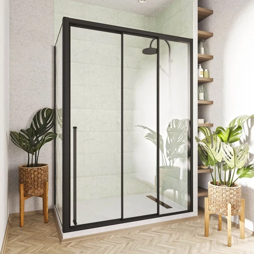 Душевой уголок Veconi Premium Prato PR3/R-SP-110100-01-B-C4 110х100 стекло прозрачное профиль черный без поддона