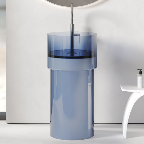 Раковина из полиэфирной смолы ABBER Kristall AT2701Saphir-H 45х45 напольная цвет синий без отверстий под смеситель