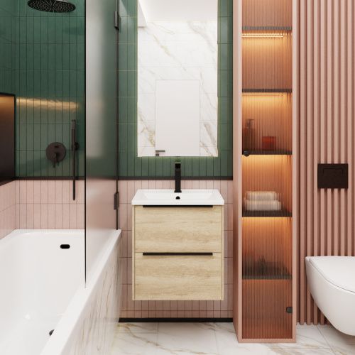 Тумба под раковину La Fenice Tesoro FNC-01-TES-DNN-60-2 59х39х62 подвесная цвет светло-коричневый