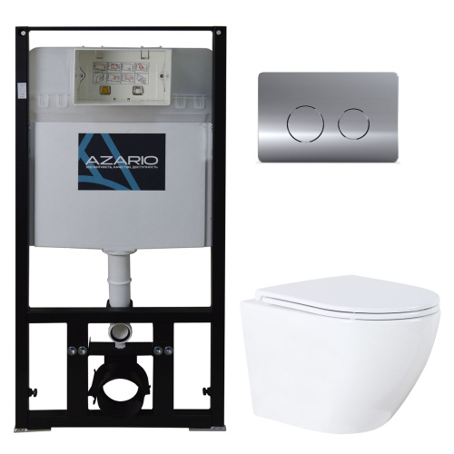 Комплект унитаз с инсталляцией с клавишей смыва Azario  AZ-8010-1000+AZ-8200-0084/AZ-P57-0120+AZ-0046N