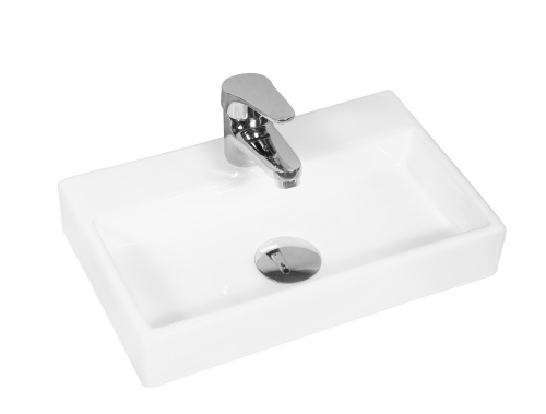 Раковина из сантехнического фарфора MILLEAU PERL MU7039-GW 38х24 подвесная цвет белый глянцевый 1 отверстие под смеситель