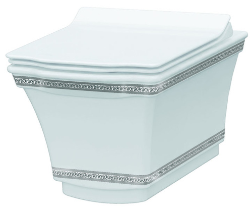 Чаша унитаза подвесная Boheme Hermitage 951-CR цвет белый без сиденья безободковый