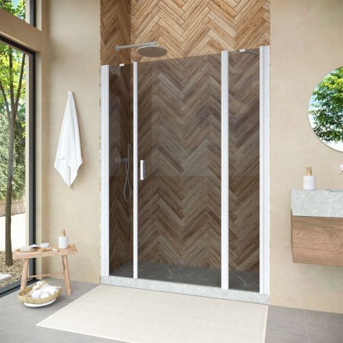 Душевая дверь Vegas-Glass EP-2F NOVO EP-2F NOVO h2000 205 01 07 R 205х200 стекло тонированное профиль белый