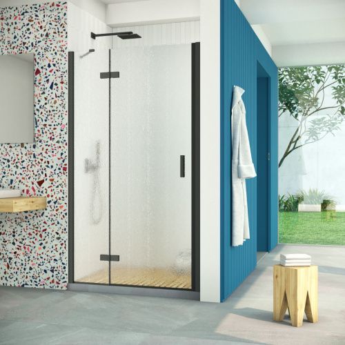 Душевая дверь Vegas-Glass AFP Retta AFP Retta 100 02М 02 L 100х200 стекло рифленое профиль черный матовый