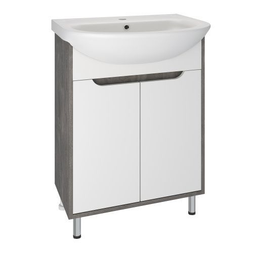 Тумба под раковину Runo ЭКО 00-00001338 60х30 напольная цвет белый/серый
