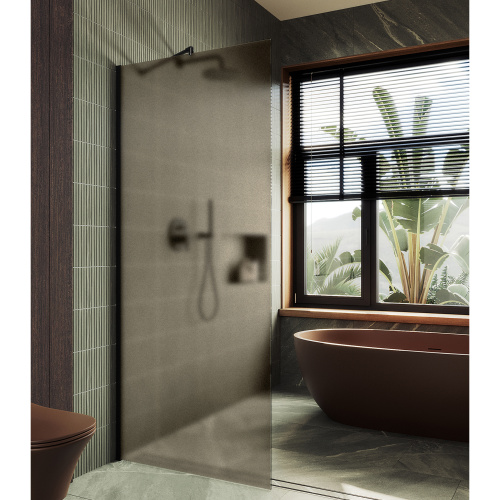Душевая перегородка Maybah Glass MGD-1354-6у 99х195 стекло тонированное профиль черный