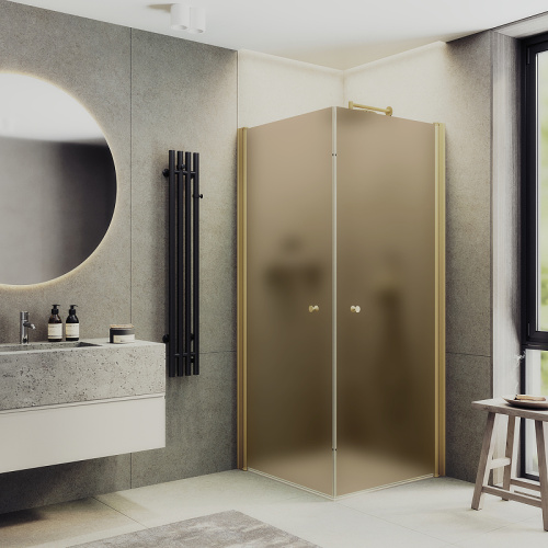 Душевой уголок Maybah Glass MGY-1301-3 90х90 стекло тонированное профиль золото глянцевое