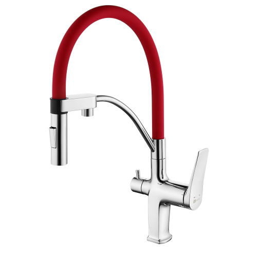 Смеситель для кухни LeMark Comfort LM3074C-Red на мойку красный/хром