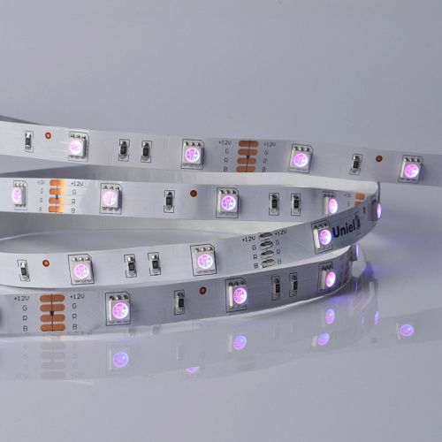 Светодиодная лента Uniel ULS-M22 ULS-M22-5050-30LED/m-10mm-IP20-DC12V-7,2W/m-5M-RGB PROFI катушка в герметичной упаковке
