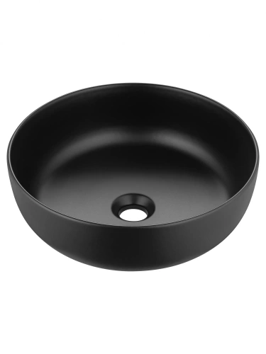 Раковина из сантехнического фарфора Wonzon & Woghand Erie WW-RN4076-MB 40х40 накладная цвет черный без отверстий под смеситель