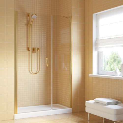 Душевая дверь Vegas-Glass EP-F-2 LUX EP-F-2 LUX 100 09 01 L 100х200 стекло прозрачное профиль золото