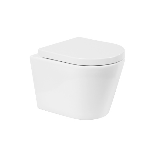 Унитаз подвесной BelBagno FLAY-R BB053CHR/BB865SC белый с сиденьем микролифт безободковый каскадный смыв