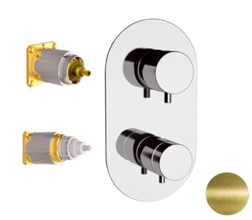 Смеситель для душа Remer Elegance NT93KBVO встраиваемый в стену латунь брашированная с термостатом