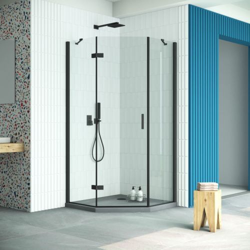 Душевой уголок Vegas-Glass AFA-Pen Retta AFA-Pen Retta 90 02М crystalvision L 90х90 стекло прозрачное профиль черный без поддона