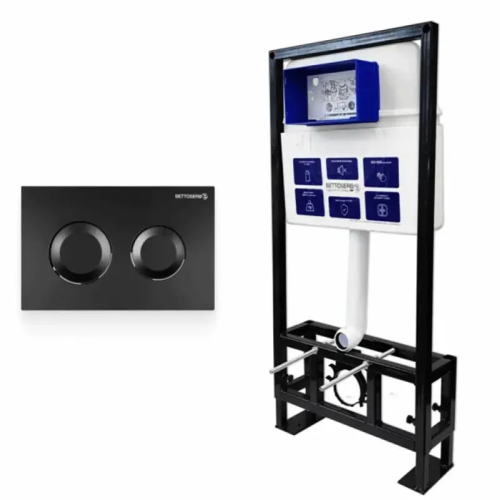 Инсталляция Bettoserb Sava Free Standing SFS40006467 с клавишей смыва COOL черный матовый круг.