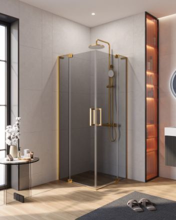 Душевой уголок Cezares SLIDER SLIDER-A-2-70/80-GRIGIO-BORO 70х70 стекло тонированное профиль золото брашированное без поддона