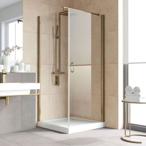 Душевой уголок Vegas-Glass EP-Fis LUX EP-Fis LUX 80*110 05 crystalvision R 110х80 стекло прозрачное профиль бронза без поддона