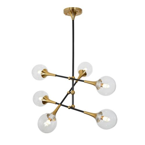 Люстра на штанге Lumina Deco Vivaldo (Вивалдо) LDP 6027-6 BK+MD