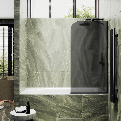 Душевая шторка на ванну Maybah Glass MGV-133-6у 44х140 стекло тонированное профиль черный
