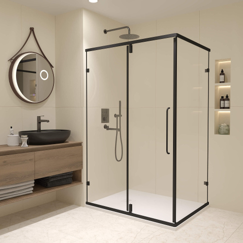 Душевой уголок RGW Classic 350904698-14 90х80 стекло прозрачное профиль черный