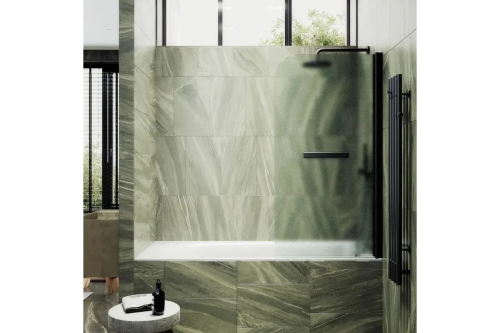 Душевая шторка на ванну Maybah Glass MGV-793-6 80х140 стекло тонированное профиль черный