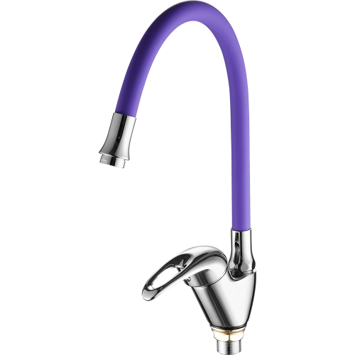 Смеситель для кухни Fashun A4403+A7254 на мойку хром/фиолетовый