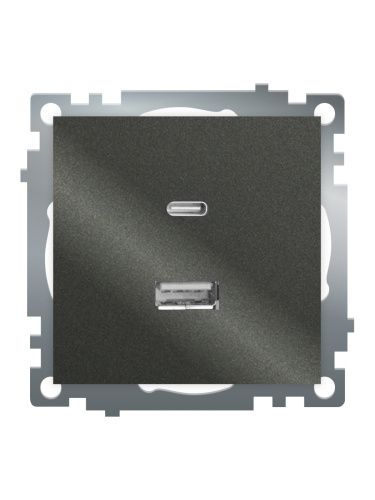 Розетка 2-местная USB + type C Stekker Катрин 50052