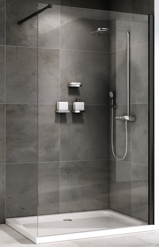 Душевая перегородка Abber Immer Offen AG61120B8 120х200 стекло прозрачное профиль черный