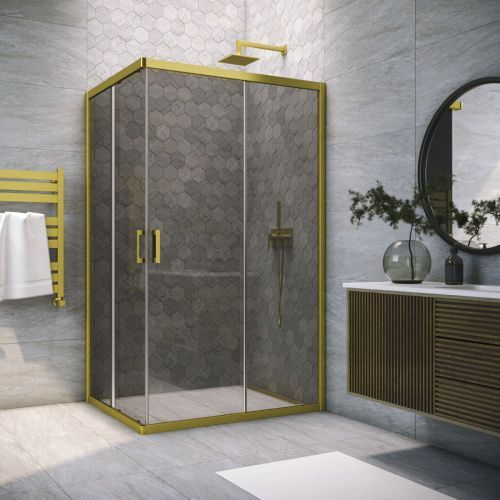 Душевой уголок Vegas-Glass ZA-F TUR+NOVO ZA-F NOVO h2000 80*70 03 07 80х70 стекло тонированное профиль золото без поддона