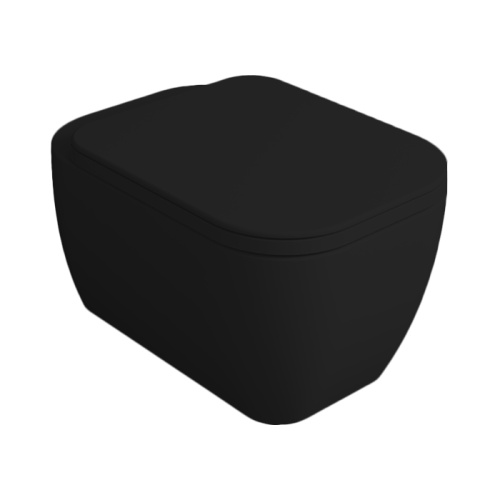 Чаша унитаза подвесная Simas Henges HE18 nero matt цвет черный матовый без сиденья безободковая каскадный смыв