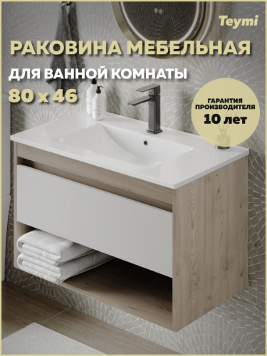 Раковина из сантехнического фарфора Teymi Ritta T51001 81х47 встраиваемая цвет белый