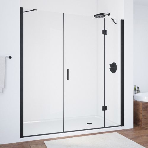 Душевая дверь Vegas-Glass AFP-F TUR+NOVO AFP-F NOVO 140 02М crystalvision R 140х190 стекло прозрачное профиль черный