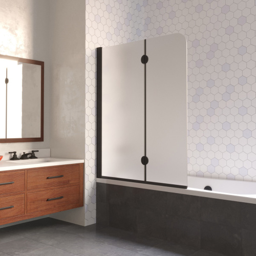 Душевая шторка на ванну Vegas-Glass E2V LUX E2V LUX 120 02М 10 L 120х151 стекло матовое профиль черный матовый