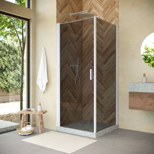 Душевой уголок Vegas-Glass EP-Fis NOVO EP-FIS NOVO 90 01 07 L 90х90 стекло тонированное профиль белый без поддона