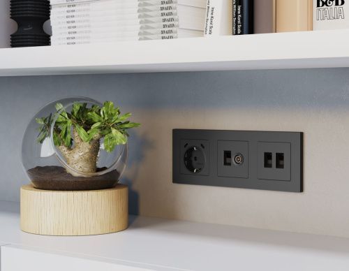 Комплект механизма розетки компьютерной + TV оконечной RJ-45 с автоматической защитной шторкой Ambrella Volt MA MA912510