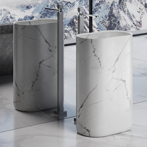 Раковина из искусственного камня Dea Design Marble DD1541 560 SW 60х40 напольная цвет белый без отверстий под смеситель