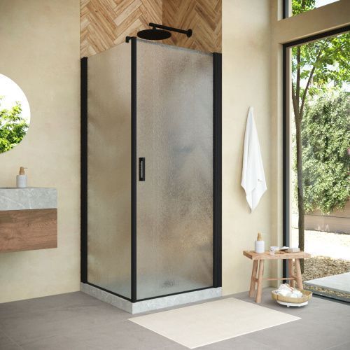 Душевой уголок Vegas-Glass EP-Fis NOVO EP-FIS NOVO h2000 90*80 02М 02 R 90х80 стекло рифленое профиль черный без поддона