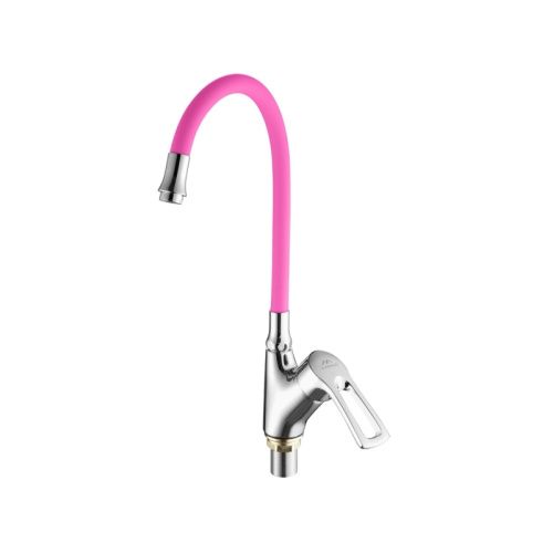 Смеситель для кухни Fashun A4466+A7255 на мойку хром/розовый