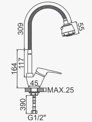 Смеситель для кухни D-Lin D150309-T на мойку хром - фото 2